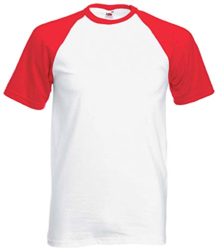 Fruit of the Loom Baseball T-Shirt Weiss/Rot,L von Fruit of the Loom