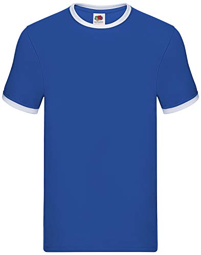 Fruit of the Loom Ringer-T-Shirt SS168 Gr. M, Royal / Weiß von Fruit of the Loom