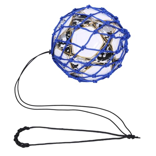 Fubdnefvo Blaue Fußball-Ball-Netztasche, Auffällige Verschlüsselung + Elastisches Seil, Fußball-Trainingstasche, Tragbare Balltasche von Fubdnefvo