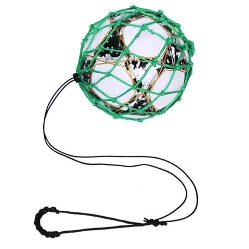 Fubdnefvo Grüne Fußball-Netztasche, Kräftige Verschlüsselung + Elastisches Seil, Fußball-Trainingstasche, Tragbare Balltasche von Fubdnefvo