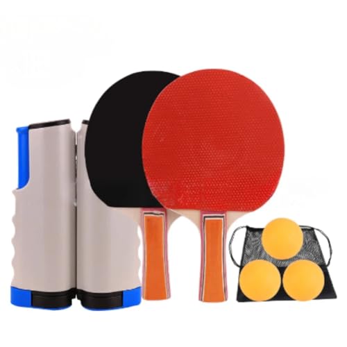 Fubdnefvo Tischtennisschläger-Set, Tragbares Teleskop-Ping-Paddel-Set mit Einziehbarem Netz, Langlebiges Familienspielset mit 3 Bällen von Fubdnefvo