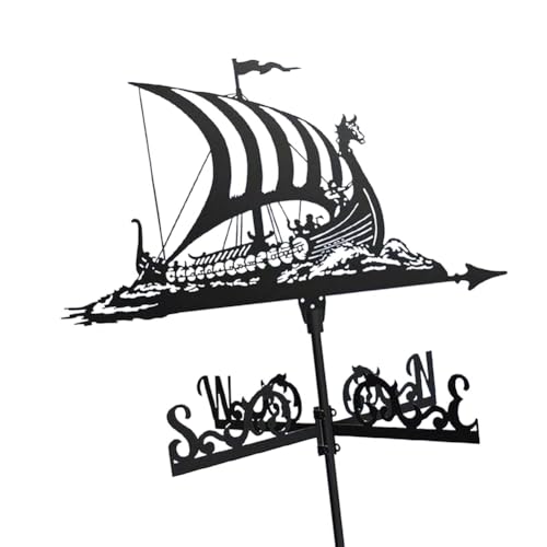 Fubdnefvo Wetterfahne Aus Metall, Vintage-Piratenschiff, Windfahne, Windrichtungsanzeiger für Dekoration Von Gartendächern, Koppeln im Freien von Fubdnefvo