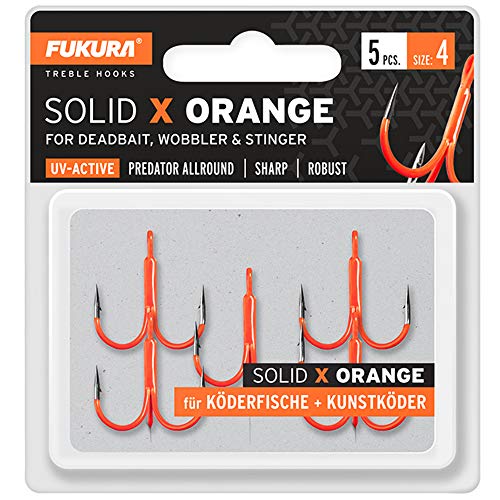 Fukura Solid X Orange Drillinge - Drillingshaken, Größe/Packungsinhalt:Gr. 4 / 5 Stück von Fukura