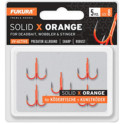 Fukura Solid X Orange Drillinge - Drillingshaken, Größe/Packungsinhalt:Gr. 8 / 5 Stück von Fukura