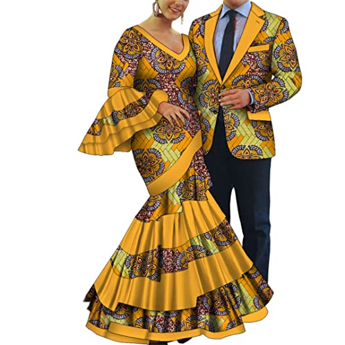 2-teiliges Set afrikanische Kleider für Damen Frauen Partykleid Herren Herren Paar Liebhaber Hochzeitskleidung 24fs1206 XXL von Fulbant
