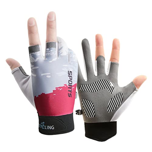 Fulenyi Fingerlose Angelhandschuhe - Touchscreen UV-Schutz 3-Schnitt-Fingerhandschuhe,Anti-Rutsch-Handschuhe mit Silikon, Fliegenfischer-Handschuhe für Fotografie, Wandern, Joggen, Radfahren, Wandern von Fulenyi