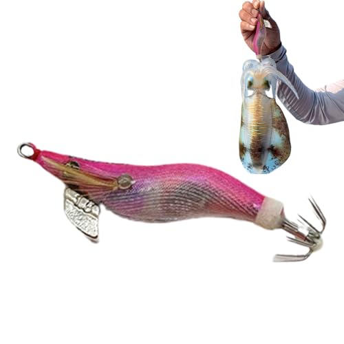 Fulenyi Im Dunkeln leuchtende Tintenfischköder,Leuchtende Tintenfisch-Vorrichtung | Tintenfisch-Ärmel-Jig - Nachtfischen-Krake-Köder, Tintenfisch-Jig-Haken-Angelköder, fluoreszierender von Fulenyi