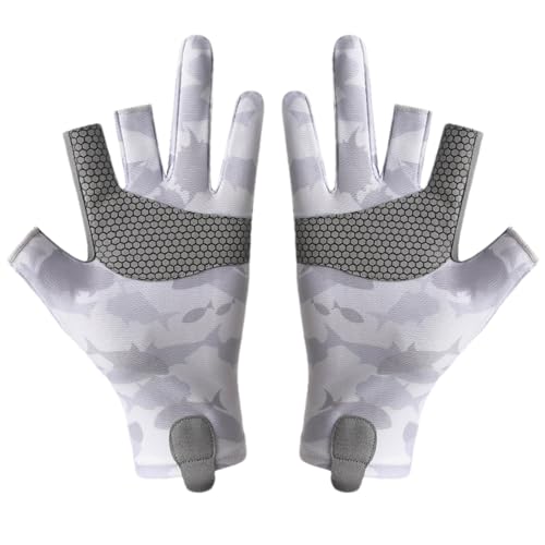 Fulenyi Sonnenschutzhandschuhe für Herren und Damen, UV-Handschuhe zum Kajakfahren, UPF50+ Kajak-Handschuhe mit 3-Finger-Schnitt, Ruderhandschuhe, atmungsaktiv und bequem, Angelzubehör von Fulenyi