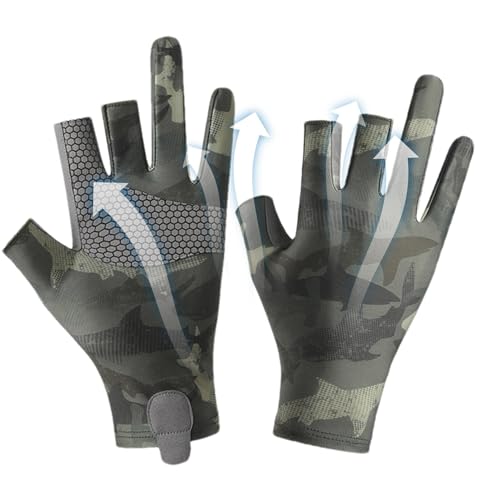 Fulenyi UV-Handschuhe zum Kajakfahren, Sommer-Outdoor-Angelhandschuhe | UPF50+ Kajak-Handschuhe mit 3-Finger-Schnitt - Ruderhandschuhe, atmungsaktiv und bequem, Angelzubehör von Fulenyi