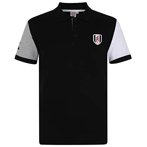 Fulham FC - Herren Polo-Shirt mit Kontrastärmeln - Offizielles Merchandise - Geschenk für Fußballfans - Schwarz mit Kontrastärmeln - M von Fulham
