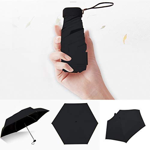 Fulltime Ultraleichter Taschenschirm Sonnenschirm Faltbarer Sonnenschirm Mini-Regenschirm, 5 Faltbare Aluminium-Mittelstange von Fulltime E-Gadget
