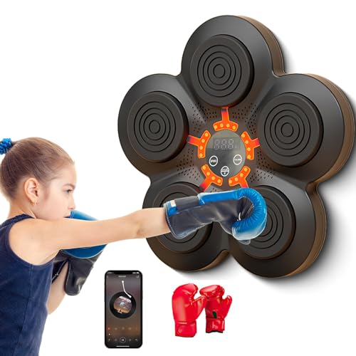 Fulluky Music Boxing Machine, Music Electronic Boxing, Wall Target Boxing Machine, with 6 Lights and Bluetooth Sensor, Boxing Training Devices with Boxing Gloves（Handschuhe Erwachsene） von Fulluky