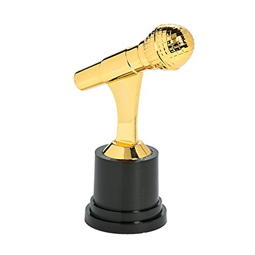 Fun Express 12 Gold Mikrofon Trophäen (7,6 x 12,7 cm) Kunststoff. 1 Dutzend goldfarbenes Mikrofon Throphy Awards. von Fun Express