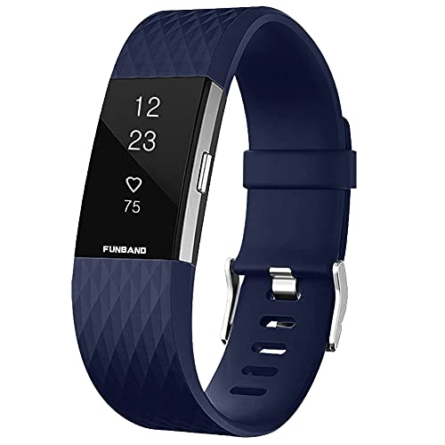FunBand® für Fitbit Charge 2 Armband,Klassisch Verstellbares Ersatz weiches Silikon Sporty Wrist Strap Band Armbanduhr Uhrenarmband Schlaufe Armbänder für Fitbit Charge 2 Smartwatch (Small & Large) von FunBand