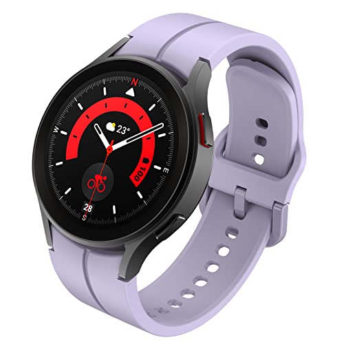 FunBand Kompatibel mit Samsung Galaxy Watch 5 / Watch 5 Pro/Watch 4 / Watch 4 Classic Armband, 20mm Weiches Silikon Ersatzband Verstellbares Armbänder für Galaxy Watch 42mm / Galaxy Watch 3,Schwarz von FunBand
