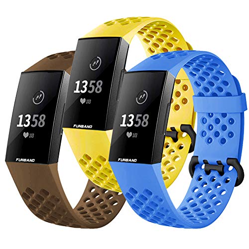 FunBand für Fitbit Charge 3/Charge 4 Armband,Atmungsaktiv Verstellbares Ersatz weiches Silikon Sporty Wrist Strap Armbanduhr Uhrenarmband Schlaufe Armbänder für Fitbit Charge 3/Charge 4 Smartwatch von FunBand