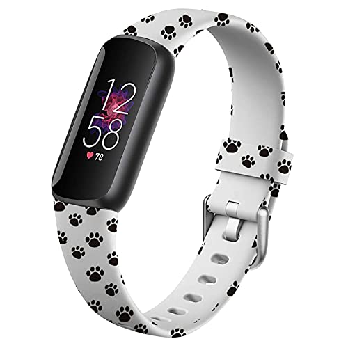 FunBand kompatibel mit Fitbit Luxe Armband, Blumen Muster Gedruckt Weiche Silikon Ersatzband Watch Armband Verstellbares Replacement Uhrenarmband Armbänder mit für Fitbit Luxe Smart Watch von FunBand