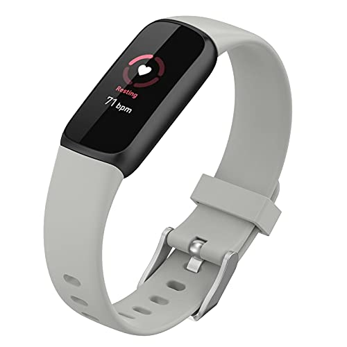 FunBand kompatibel mit Fitbit Luxe Armband, Silikon Ersatzband Watch Armband Verstellbares Weiches Replacement Uhrenarmband Armbänder für Fitbit Luxe Smart Watch (1 Pack,Grau) von FunBand