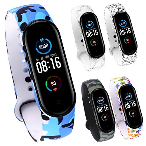 FunBand kompatibel mit Xiaomi Mi Band 7 / Mi Band 6 / Mi Band 5 Armband, Blumen Muster Gedruckt Weiche Silikon Sport Ersatzarmband Ersatz Bandfür Xiaomi Mi Band 7 / Mi Band 6 / Mi Band 5 Smart Watch von FunBand