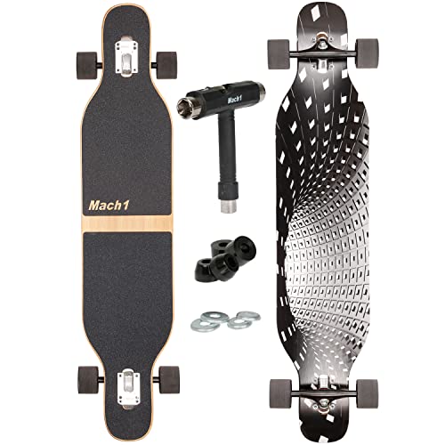 Camber Longboard mit Mach1 Keramik Kugellager in Flex1 Drop Through Cruiser Freeride Skaten Komplettboard mit T-Tool von FunTomia