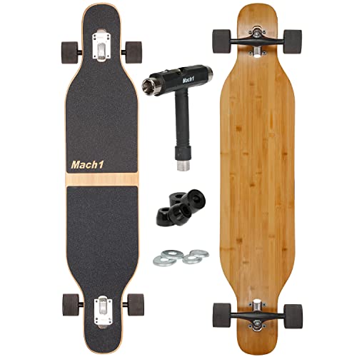 Camber Longboard mit Mach1 Keramik Kugellager in Flex1 Drop Through Cruiser Freeride Skaten Komplettboard mit T-Tool von FunTomia