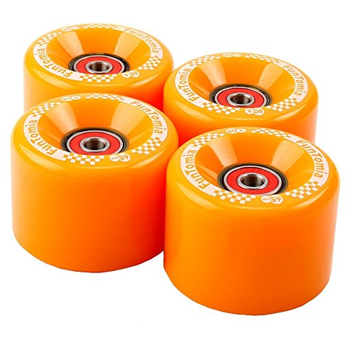 FunTomia 4 Stück Longboard/Skateboard/Mini-Board Rollen (Big Wheels) in 65x45mm 80A inkl. Mach1® Kugellager und Metall Spacer 80A Rollenhärte von FunTomia