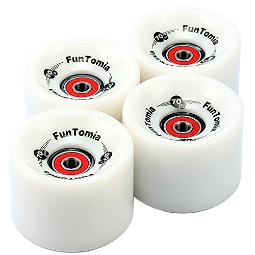 FunTomia 4 Stück Longboard/Skateboard Rollen (Big Wheels) in 70x51mm 80A inkl. Mach1 Kugellager von FunTomia