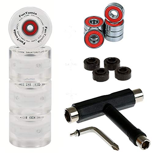 FunTomia 4X Miniboard/Skateboard Rollen 59x45mm inkl. T-Tool und ABEC-9 Kugellager Härtegrad 82A von FunTomia