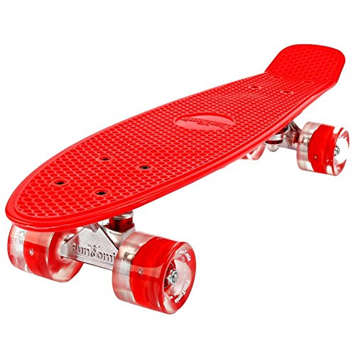 FunTomia Mini-Board 57cm Skateboard mit oder ohne LED Leuchtrollen inkl. Aluminium Truck und Mach1 ABEC-11 Kugellager von FunTomia