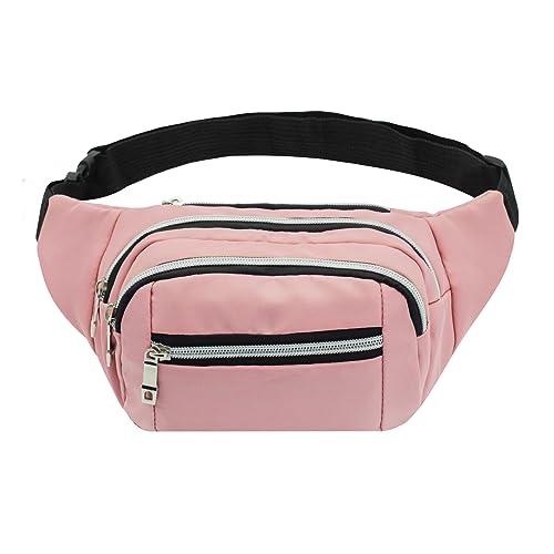 FuninCrea Gürteltasche für Damen und Herren, Oxford Tuch wasserdichte Bauchtasche Gürteltasche Hüfttasche mit Multi Tasche, Brusttasche Groß Handytasche für Sport, Reisen, Wandern (Rosa) von FuninCrea