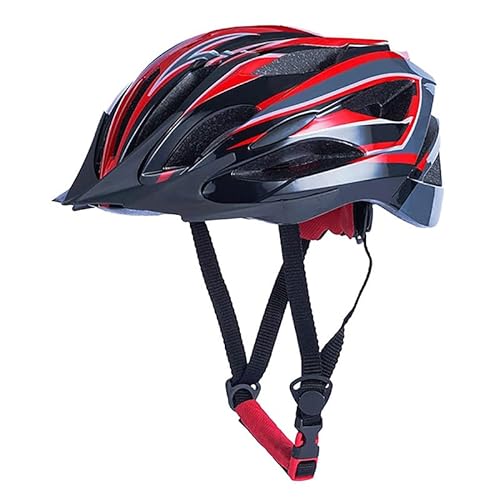 Fahrradhelme mit Beleuchtung, Rennradhelm Atmungsaktiv - Mountainbike-Helme mit Sicherheitsrücklicht, Verstellbarem Knopf und Abnehmbarem Innenfutter-Rot von Funthy