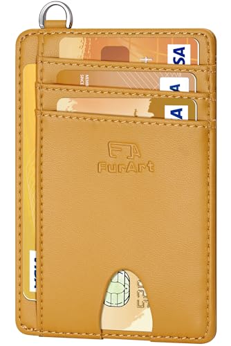 FurArt Schlanke minimalistische Brieftasche, Fronttasche, RFID-Blockierung, Kreditkartenetui für Damen und Herren, gelb, small, Klassisch von FurArt