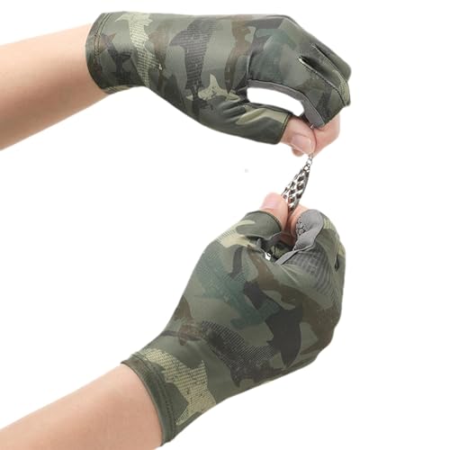 Furtryvl Sommer-Outdoor-Angelhandschuhe, UV-Schutzhandschuhe zum Angeln - UPF50+ 3-Finger-geschnittene, verschleißfeste Angelhandschuhe - Rutschfestes Angelzubehör, atmungsaktiv für verbesserte von Furtryvl
