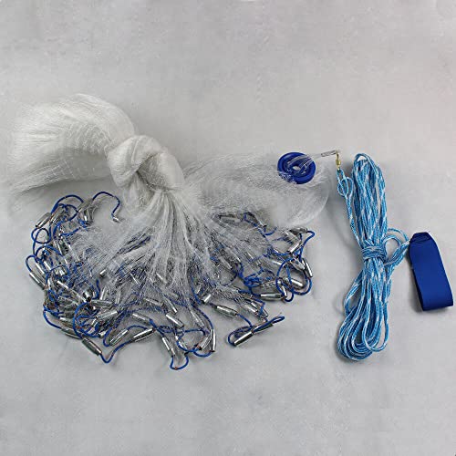 5,4/6,6m handgeworfene Fischernetze, Spinnköder und kleine Bildschirmausrüstung Angelnetz, Netz+Stahl (18ft) von Futchoy