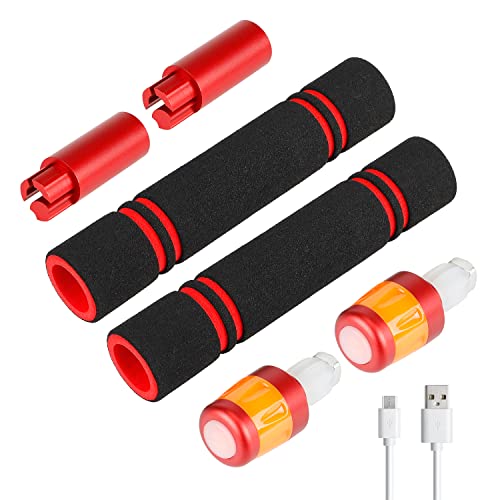 Fututech LED Warnleuchte Wasserdicht und Lenker Verlängerung für Xiaomi M365 Pro Pro2 1S Mi3 für Segway Ninebot ES1 2 3 4 5 E22 E25 Blinker Scooter Elektroroller (R/Rot/Orange) von Fututech
