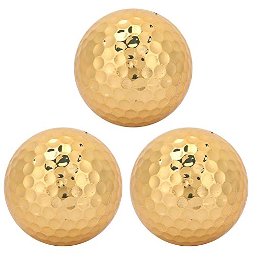 Fyearfly Goldene Golfbälle, 3Pcs Gold Rubber Golfbälle Outdoor-Übungs-Sportgeräte für den Sport von Fyearfly