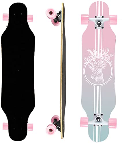 31IN Longboard Skateboards - Mini Longboards für Erwachsene, Jugendliche und Kinder Cruiser Longboard (Pink) von Fystarrky
