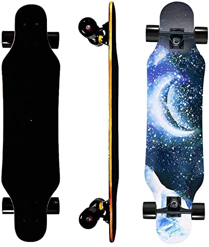 Longboard-Skateboards, 78,9 cm, Mini-Longboard, für Erwachsene, Jugendliche und Kinder Cruiser Longboard (Mond) von Fystarrky