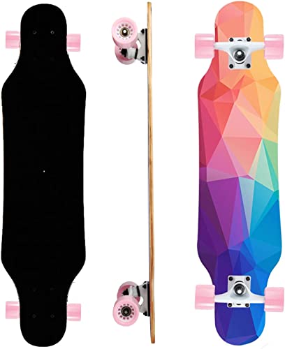Longboard-Skateboards, 88,9 cm, Mini-Langboards für Erwachsene, Jugendliche und Kinder Cruiser-Langboard (bunt) von Fystarrky