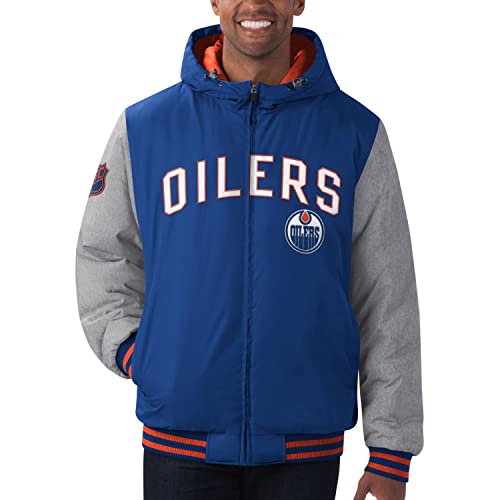 G-III - NHL Edmonton Oilers Cold Front Polyfilled Padded Jacke Farbe Blau, Größe L von G-III Sports