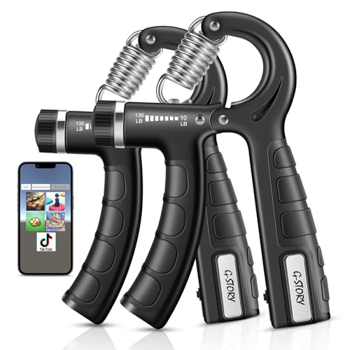 G-STORY Handgriffstärker für Game-App, 2er Pack mit einstellbarem Widerstand von 10-130 Pfund, Unterarmtrainer, Handgriffstärke-Trainer (Schwarz X 2)（Nur iOS wird unterstützt） von G-STORY