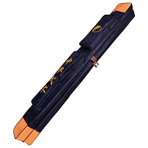 G-LIKE Tai Chi Zweilagige Schwerttasche – Traditionelle Chinesische Kampfkunst Taiji Wushu Kung Fu Qigong Verdickte Tragetasche Schultertasche für Schwert Messer Zubehör PU Oxford Beutel (Blau) von G-LIKE