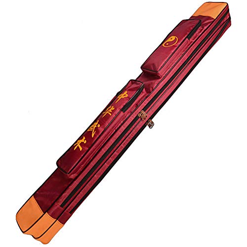 G-LIKE Tai Chi Zweilagige Schwerttasche – Traditionelle Chinesische Kampfkunst Taiji Wushu Kung Fu Qigong Verdickte Tragetasche Schultertasche für Schwert Messer Zubehör PU Oxford Beutel (Rot) von G-LIKE