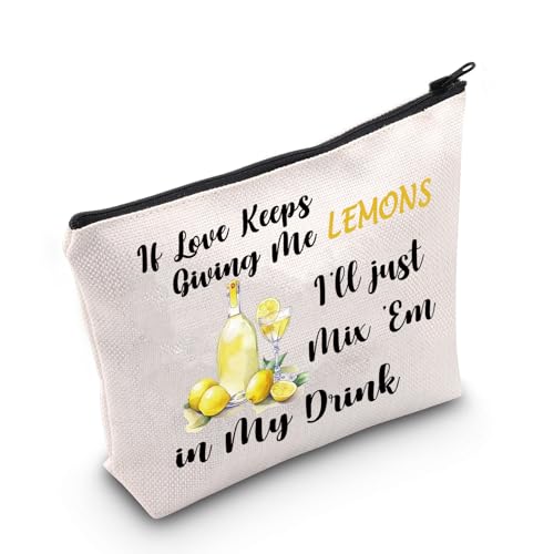 G2TUP Country-Musik-Make-up-Tasche, Country-Musik-Geschenke, "If Love Keeps Giving Me Lemons I'll Just Mix 'Em In My Drink", Country-Sänger-Merch, Zitronen, Passform: von G2TUP