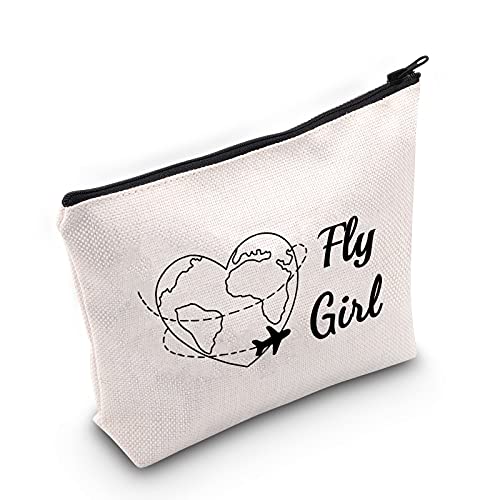 G2TUP Fly Girl Make-up-Tasche, Flugbegleiterin, Kosmetiktasche, Flugzeugbegleiter, Geschenk, Kabinenbesatzung, Stewardess Make-up Reisetasche mit Reißverschluss, Fly Girl, von G2TUP