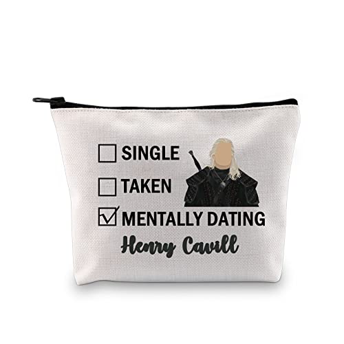 G2TUP Henry Cavill inspiriertes Geschenk geistig Dating Henry Cavill Make-up-Tasche Geralt of Rivia Fan Kosmetiktasche Henry Cavill Merch, Henry Cavill Tasche, Weiß von G2TUP