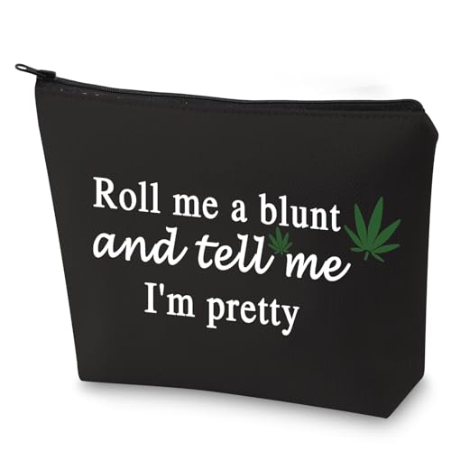 G2TUP Weed Accessories Tasche für Frauen, lustige Marihuana Weed Kosmetiktasche Roll Me a Blunt and Tell Me I'm Pretty Reißverschlusstasche, schwarz, von G2TUP