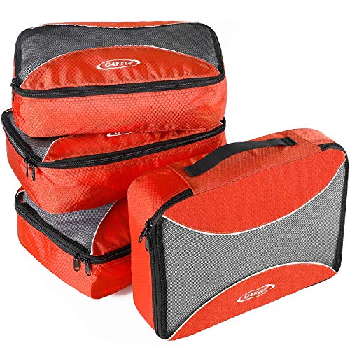 G4Free 3/6/7-teiliges Set Packing Cubes Koffer Organizer Set Faltbarer Kleidertaschen Kleidung Packwürfel Schuhe Packtaschen Reisegepäck für Urlaub Reisen (Orange, 4 M) von G4Free