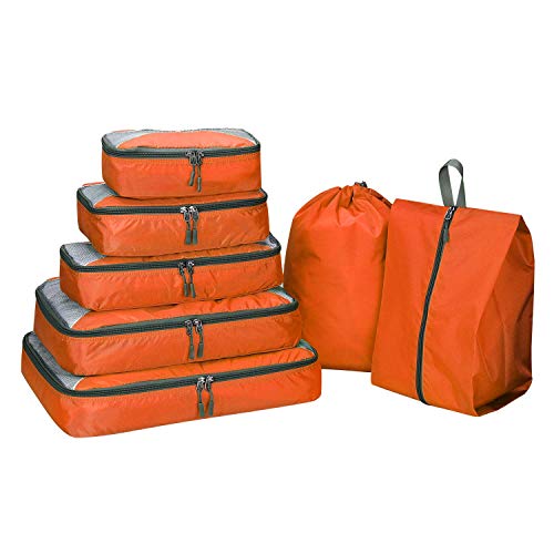 G4Free 3/6/7-teiliges Set Packing Cubes Koffer Organizer Set Faltbarer Kleidertaschen Kleidung Packwürfel Schuhe Packtaschen Reisegepäck von G4Free