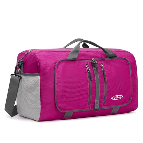 G4Free 40L/65L Faltbare Seesack Wasserabweisender Reiserucksack Leichte Tragetasche für Übernachtung Wochenender Sport Männer Frauen, Rose, 40 l von G4Free